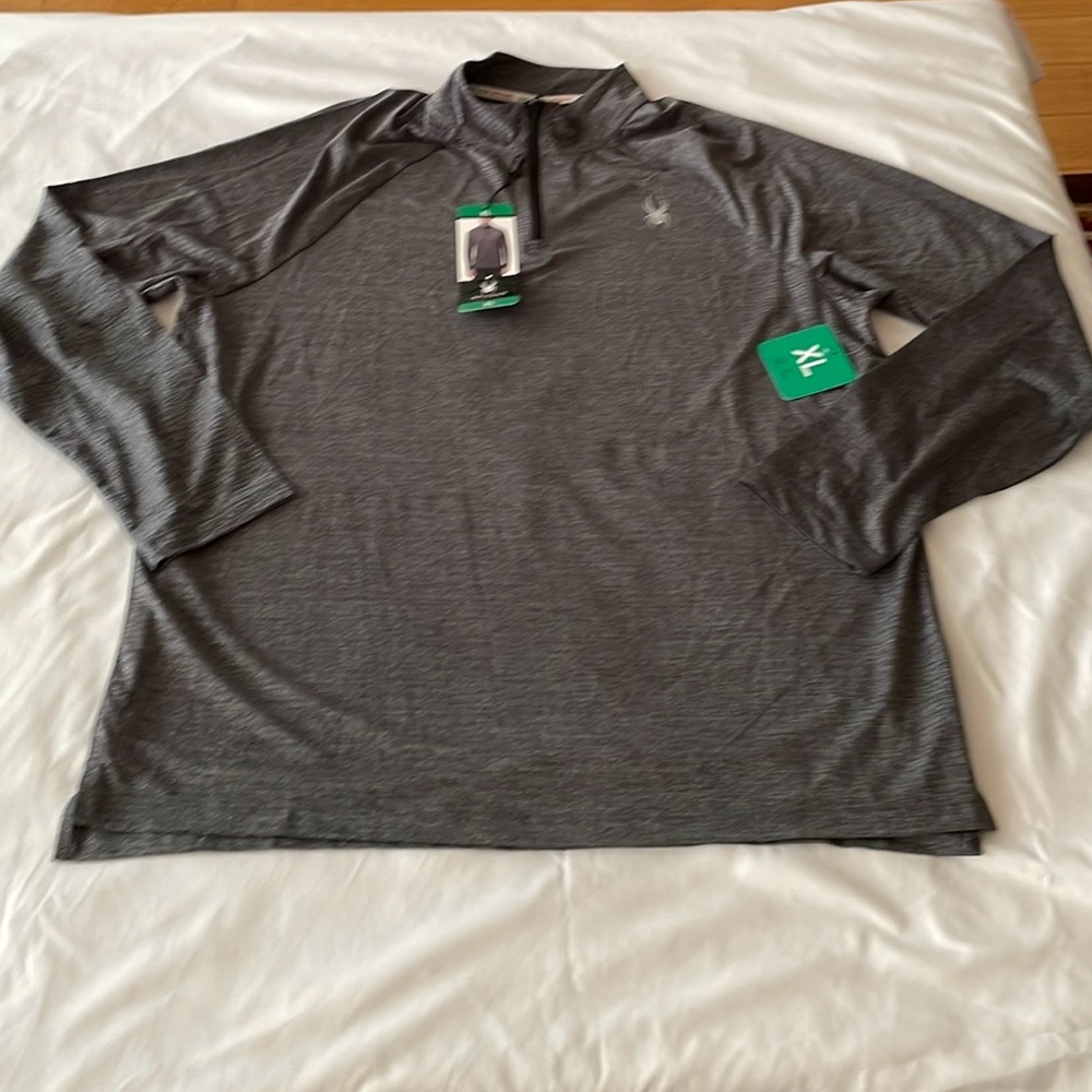 NWT! Spyder Active Men's 4 Way Stretch 1/4 Zip Pullover, Gray, Size  XL